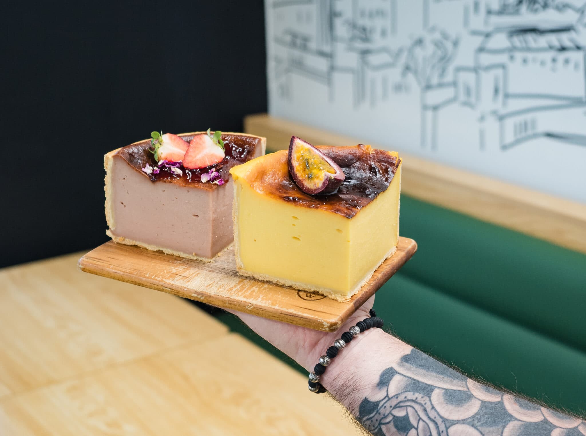 Two plated cake slices served at Anaïs